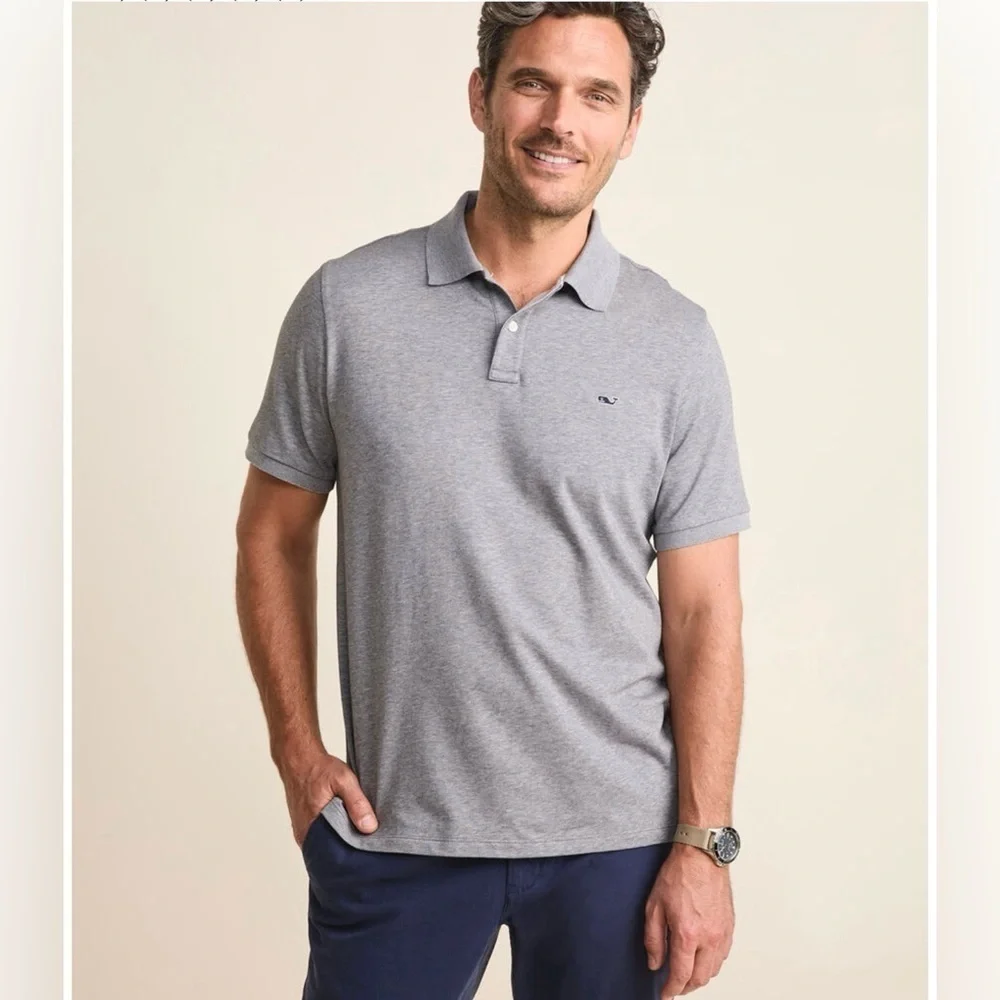 Vineyard vines Edgartown pique polo grey short sleeve - Picture 1 of 6